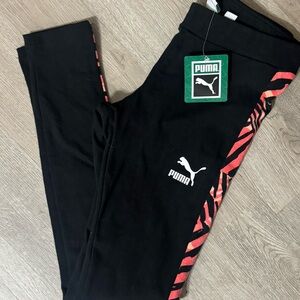 NWT Puma Activewear Leggings - Black With Side Stripes